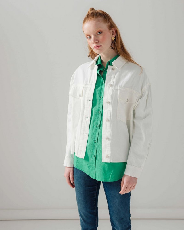 Veste en jean sarah c'est beau la vie Ecru