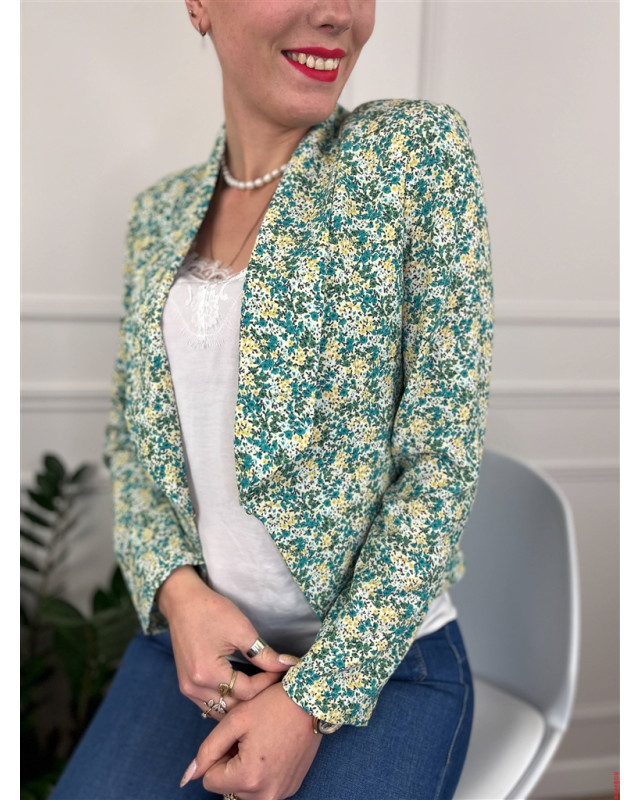 Veste blazer Tasha LE TEMPS DES CERISES Liberty bleu