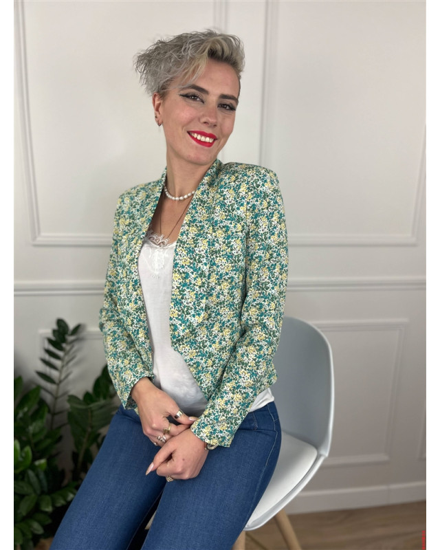 Veste blazer Tasha LE TEMPS DES CERISES Liberty bleu