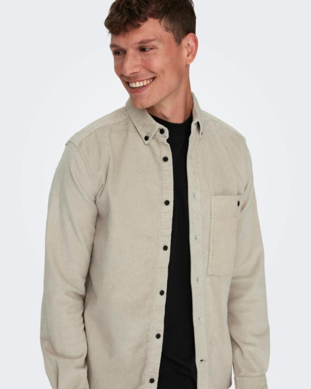 Sur chemise velours Onsnewterry ONLY & SONS Beige