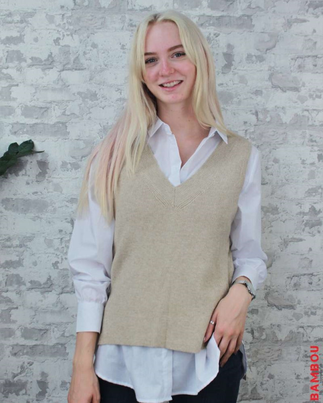 Pull sans manche VILA Beige