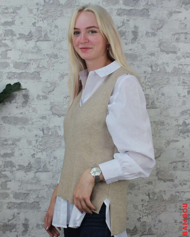 Pull sans manche VILA Beige