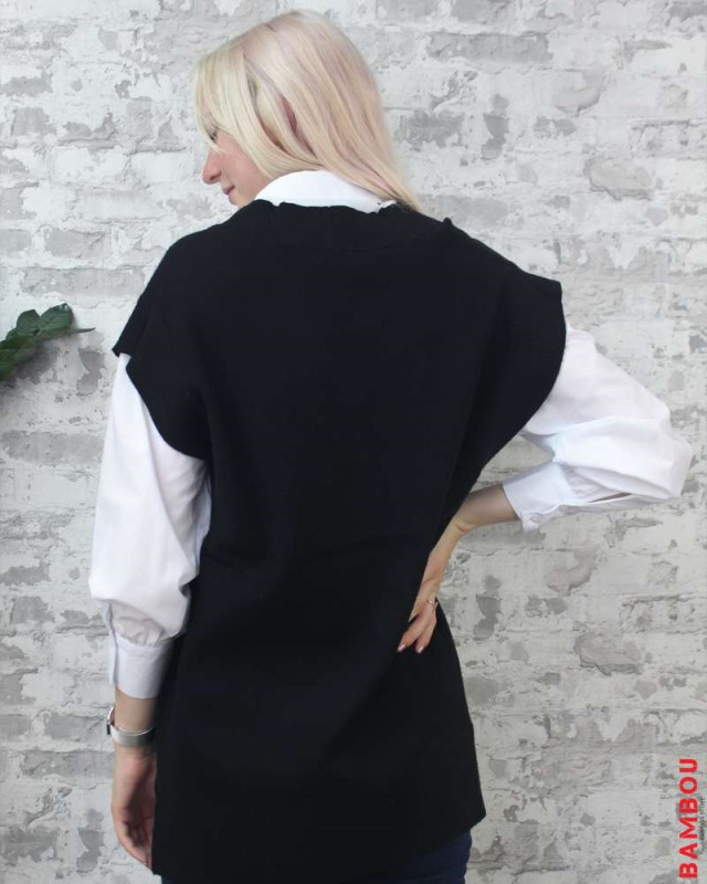 Pull col V MOLLY BRACKEN sans manches Noir