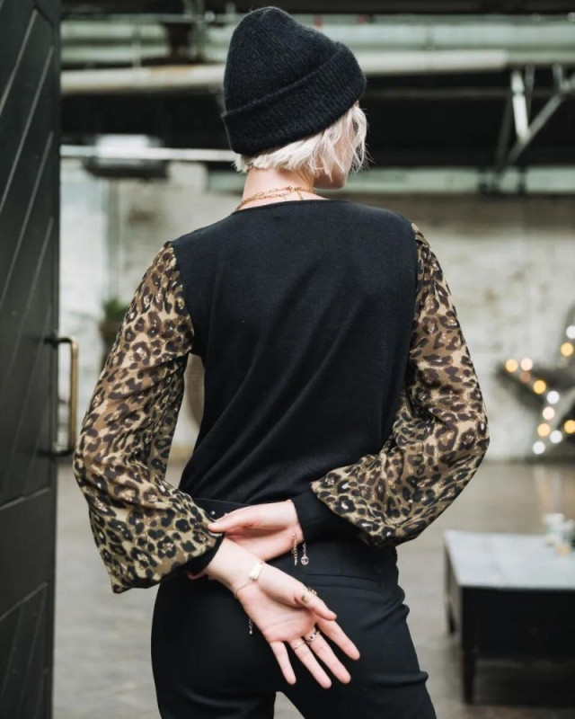 Pull Laonie leopardo FREEMAN Noir