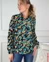 Chemisier SUZZY & MILLY motif bleu canard/noir/camel
