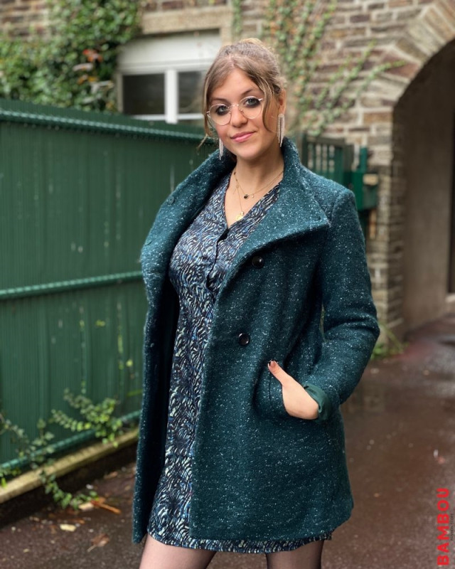 Manteau en drap de laine ONLY dark sea melange