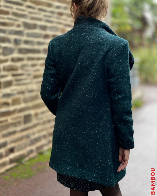 Manteau en drap de laine ONLY dark sea melange