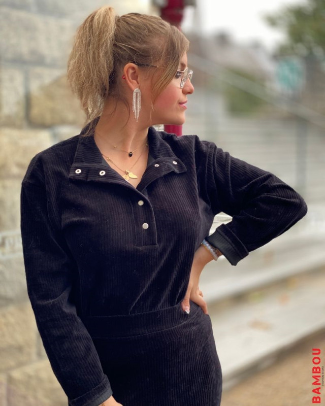 Pull en velours côtelé VILA Noir