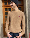 Pull en maille côtelée TOMMY JEANS Beige