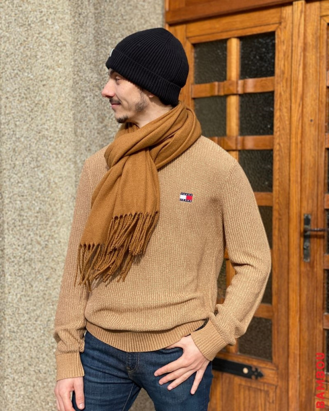 Pull en maille côtelée TOMMY JEANS Beige