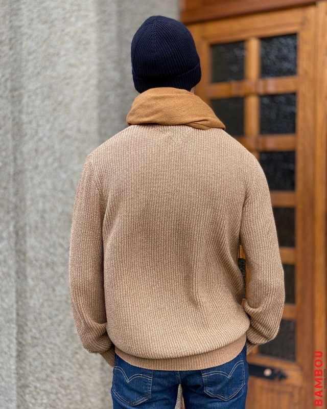Pull en maille côtelée TOMMY JEANS Beige