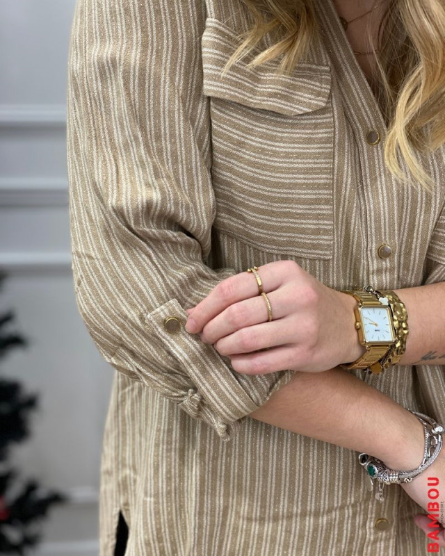 Chemisier rayé VERO MODA cloud dancer gold