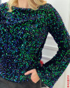 Top en sequins Bella VERO MODA black parasailing sequins
