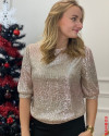 Top en sequin Hailey GRACE & MILA Ecru
