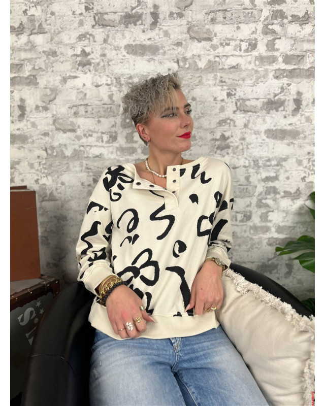 Sweat Zuni VILA Ecru / Noir