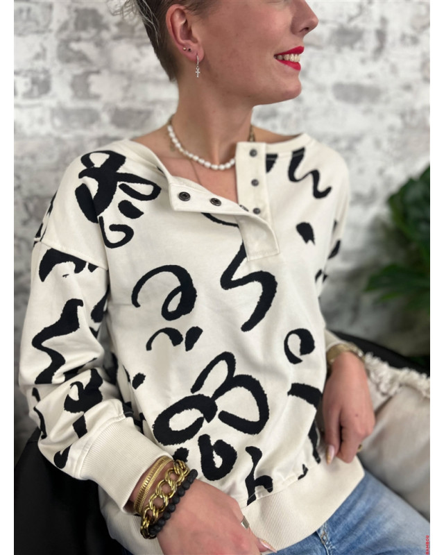 Sweat Zuni VILA Ecru / Noir