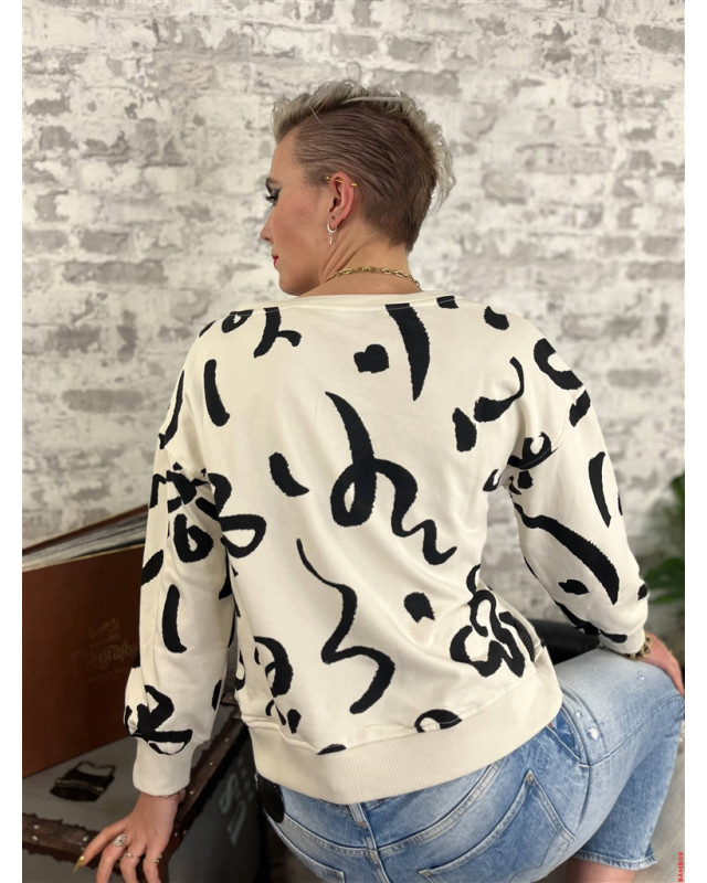 Sweat Zuni VILA Ecru / Noir