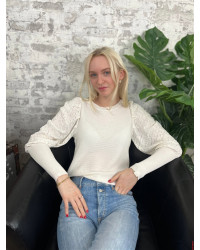 Pull manches bouffante Molly Bracken Blanc Cassé