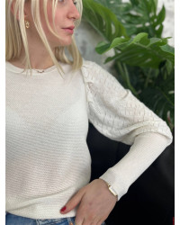 Pull manches bouffante Molly Bracken Blanc Cassé