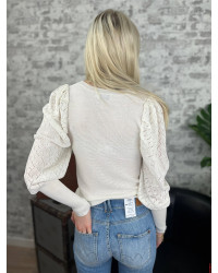 Pull manches bouffante Molly Bracken Blanc Cassé