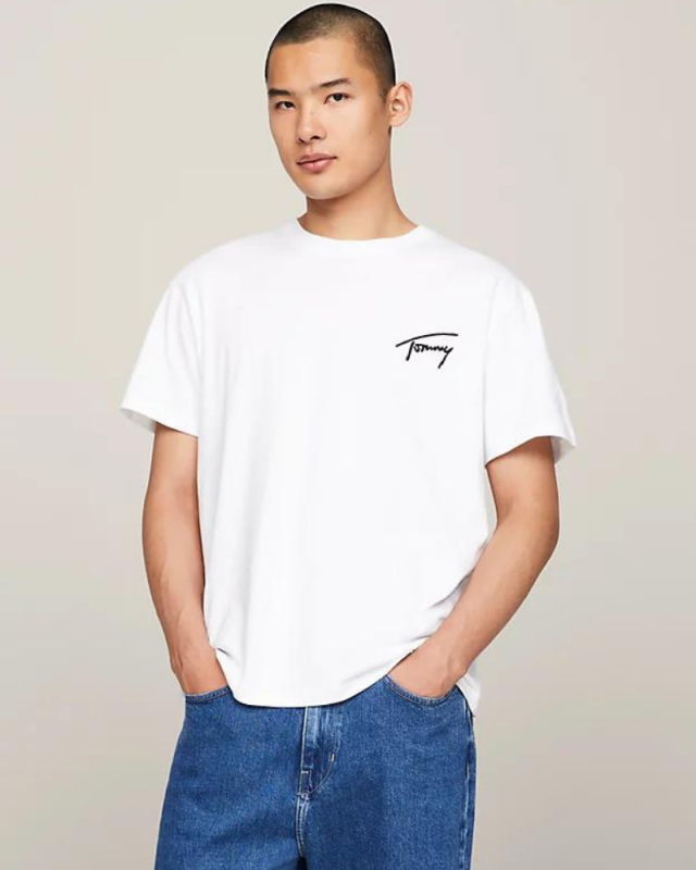 Tee-shirt logo signature TOMMY JEANS Blanc