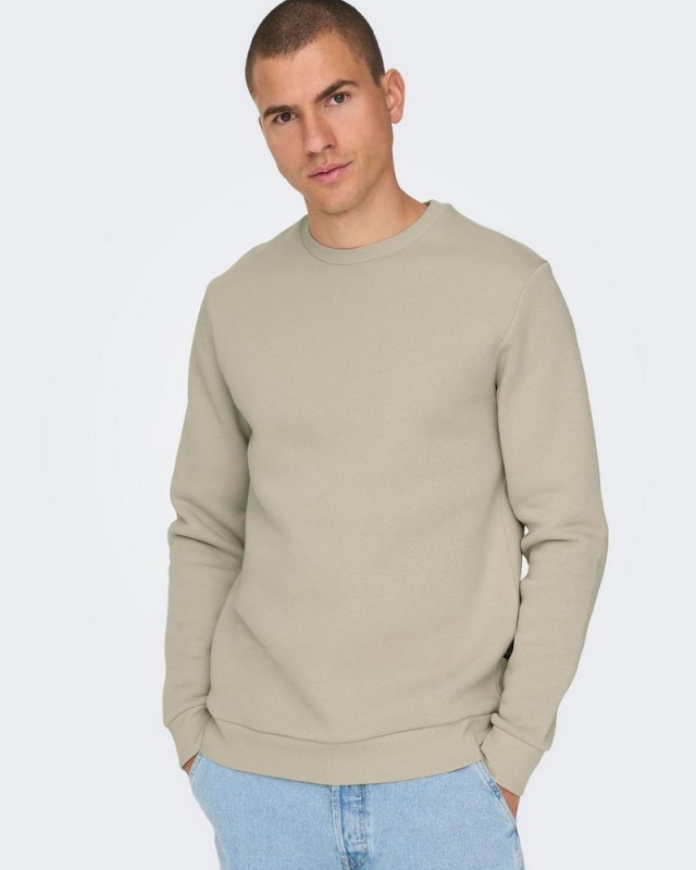 Sweat col rond Onsceres ONLY & SONS Beige