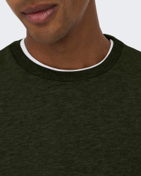 Sweat col rond Onsceres ONLY & SONS Kaki