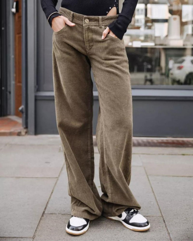 Pantalon en velours Agatha FREEMAN Kaki