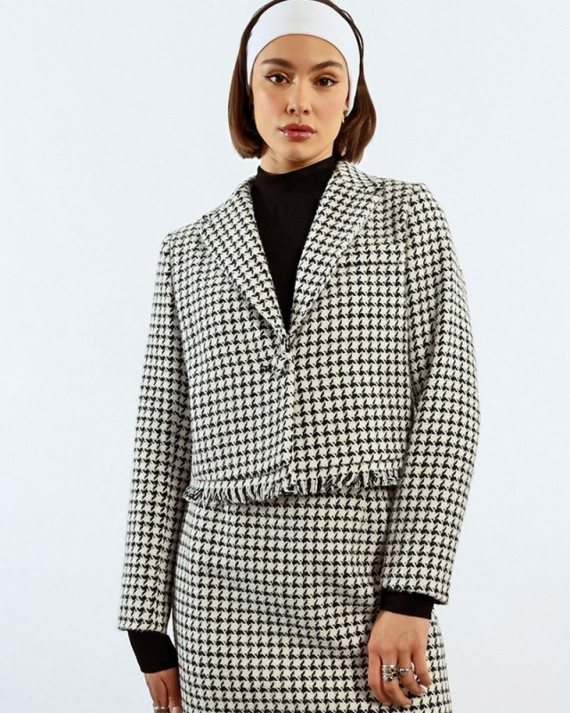 Veste au motif pied de poule LILI SIDONIO Noir / Blanc