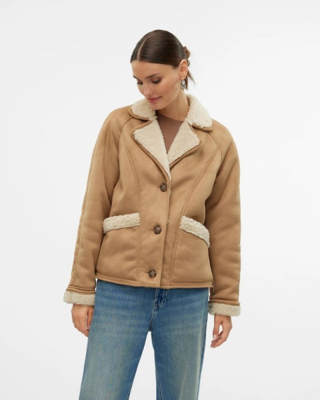 Veste bi-matière Ella VERO MODA tigers eye teddy oatmeal