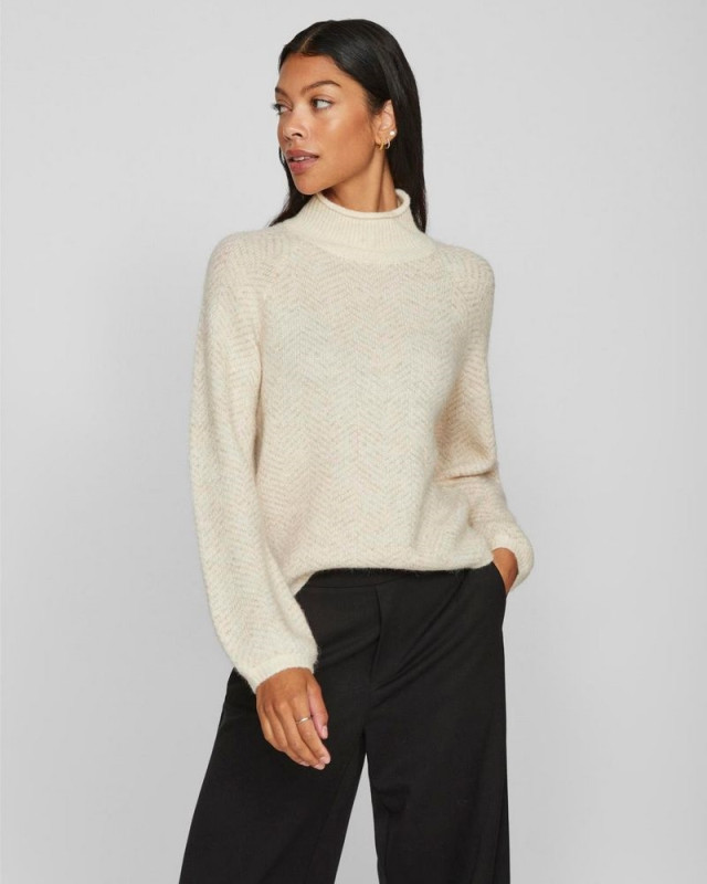 Pull en maille Lory VILA Ecru